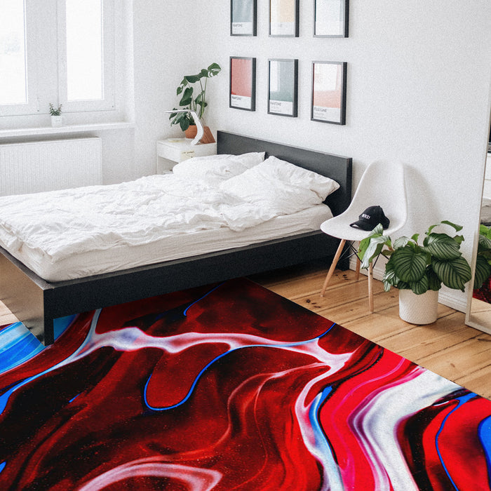 Red Oil painting marble texture Right Angle Felt Rugs - LeobonZone