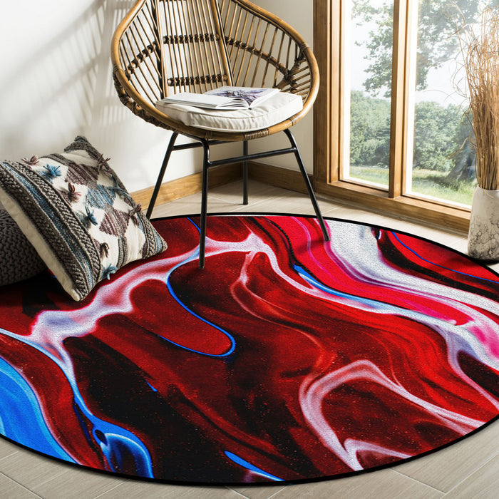 Red Oil painting marble texture Circular Felt Rugs - LeobonZone