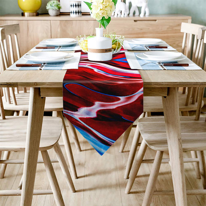Red Oil painting marble texture Table Runner Place Mats Sharp Angle - LeobonZone