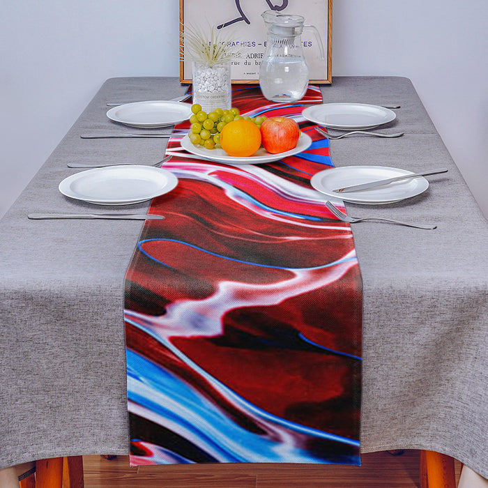 Red Oil painting marble texture Table Runner Place Mats - LeobonZone