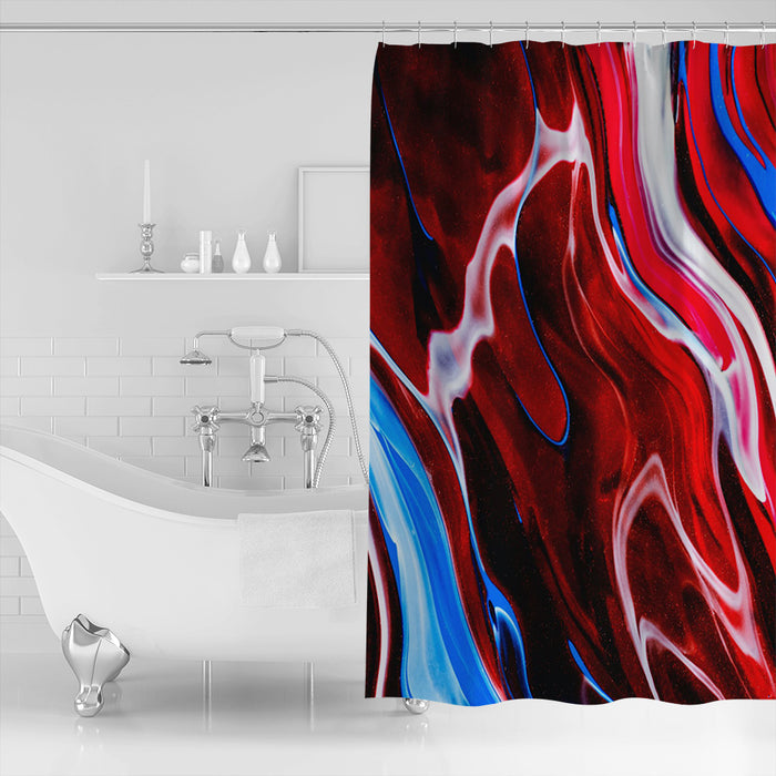 Red Oil painting marble texture Waterproof Durable Shower Curtain - LeobonZone