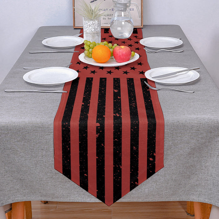 Red Retro American flag Independence Day Sharp Angle Table Runner Place Mats - LeobonZone