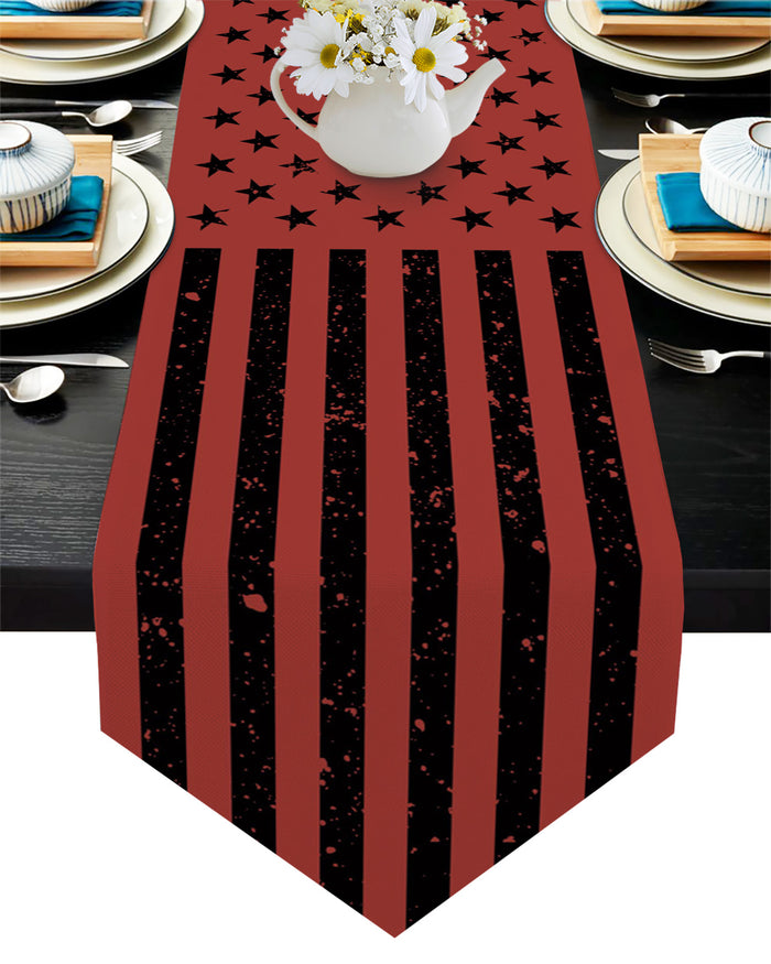 Red Retro American flag Independence Day Sharp Angle Table Runner Place Mats - LeobonZone