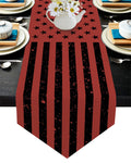Red Retro American flag Independence Day Sharp Angle Table Runner Place Mats - LeobonZone