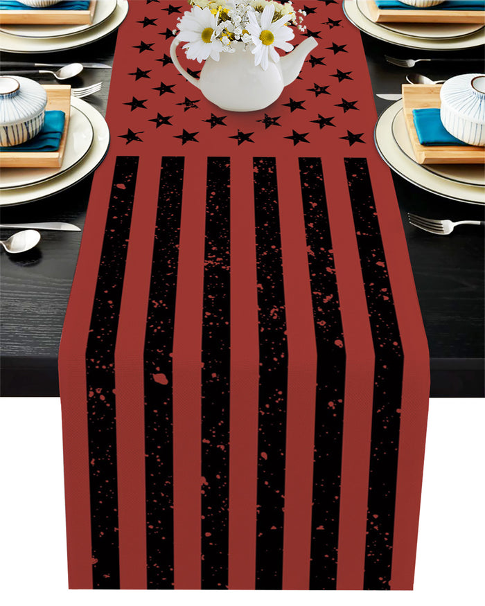 Red Retro American flag Independence Day Table Runner Place Mats - LeobonZone