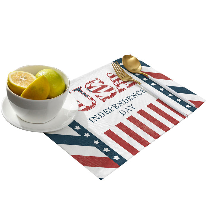 Red USA flag Independence Day Personalized Table Placemats - LeobonZone