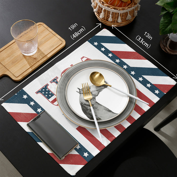 Red USA flag Independence Day Personalized Table Placemats - LeobonZone