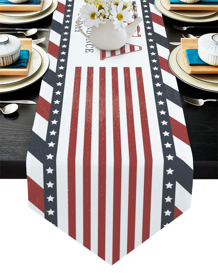 Red USA flag Independence Day Sharp Angle Table Runner Place Mats - LeobonZone