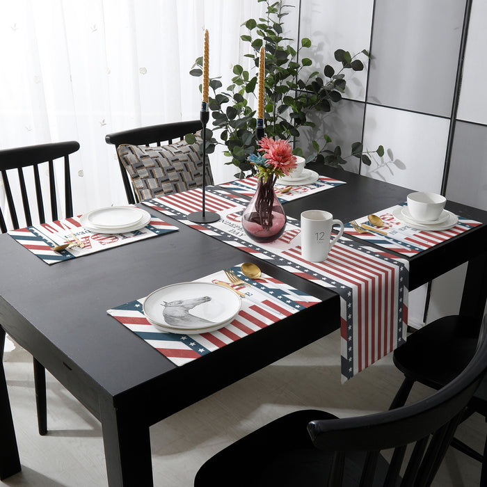 Red USA flag Independence Day Table Flag And Table Mat Suit - LeobonZone