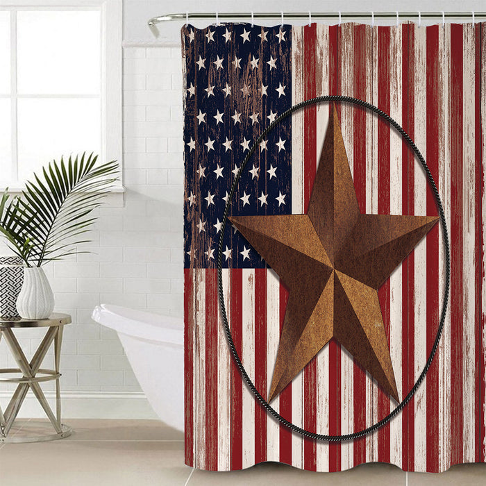 Retro American flag stars Shower Curtain - LeobonZone