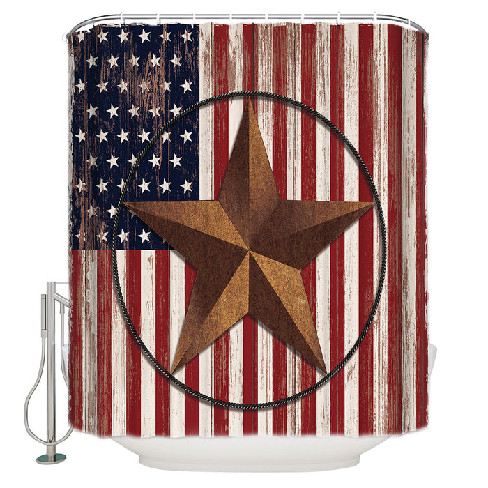 Retro American flag stars Shower Curtain - LeobonZone