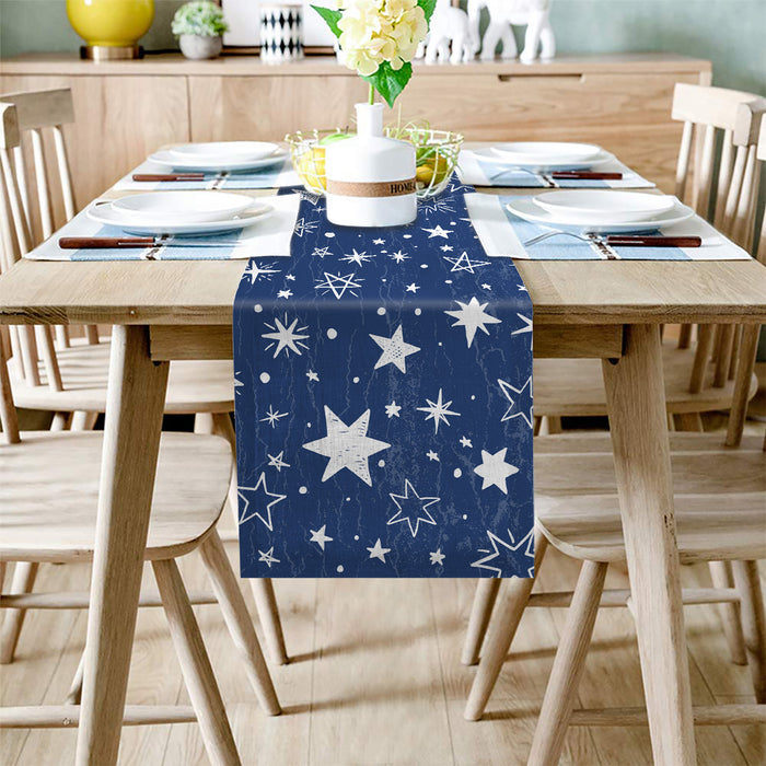 Right Angle Beautiful Blue Stars Rectangle Tablecloth - LeobonZone