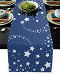 Right Angle Blue meteor Rectangle Tablecloth - LeobonZone