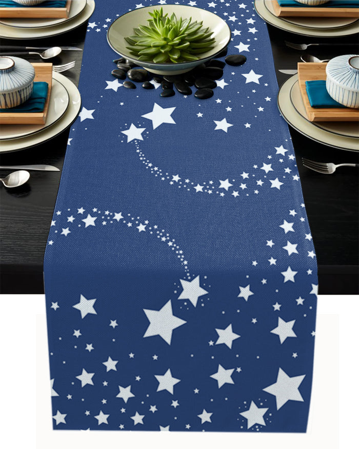 Right Angle Blue meteor Rectangle Tablecloth - LeobonZone
