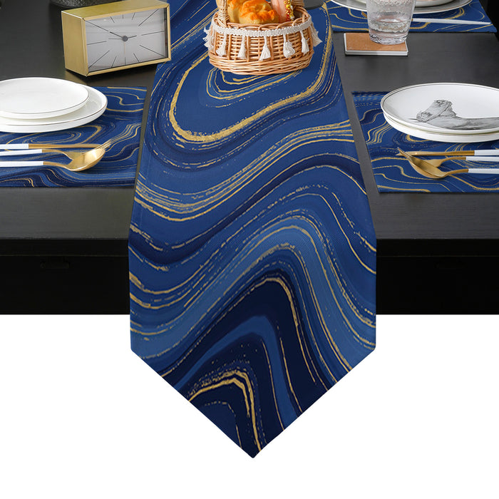 Round marbling Abstract blue background Table Flag And Table Mat Suit Sharp angle - LeobonZone