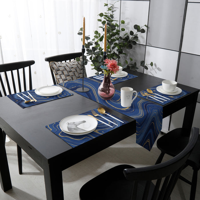 Round marbling Abstract blue background Table Flag And Table Mat Suit Sharp angle - LeobonZone