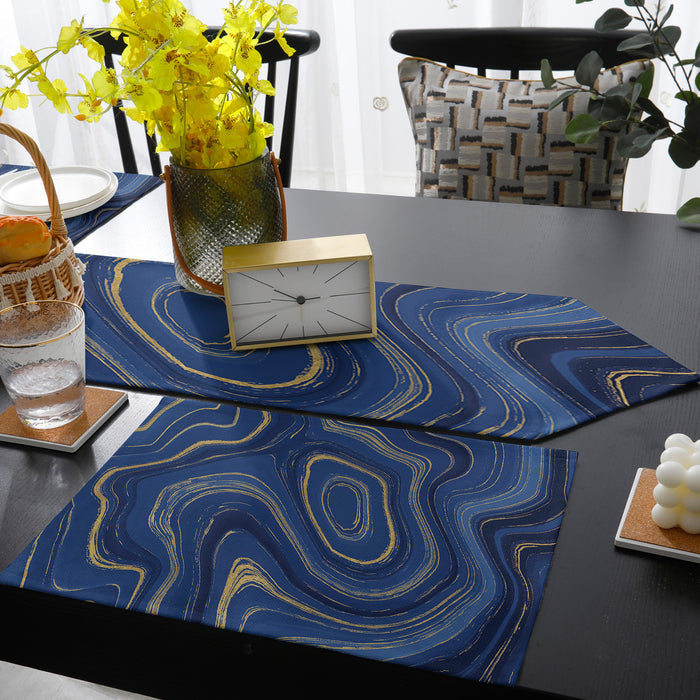 Round marbling Abstract blue background Table Flag And Table Mat Suit Sharp angle - LeobonZone