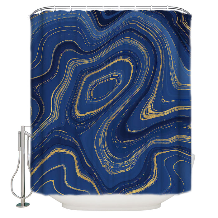 Round marbling Abstract blue background Waterproof Durable Shower Curtain - LeobonZone