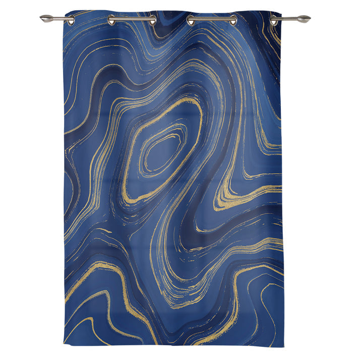Round marbling Abstract blue background window curtains - LeobonZone