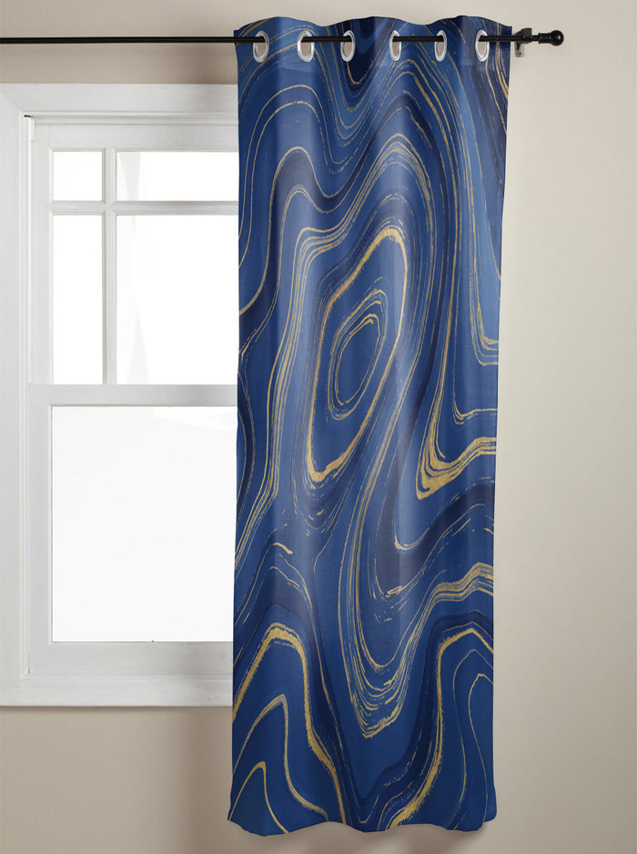 Round marbling Abstract blue background window curtains - LeobonZone