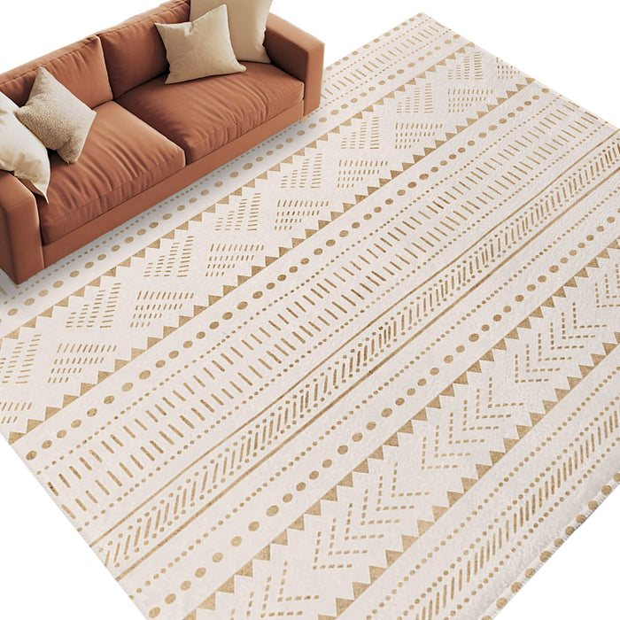 Rullikatlyi Area Rugs for Living Room Cream Boho Moroccan Washable Soft Ethnic Geometric Tribal Motifs Rug Bedroom Non-Slip Large Carpet Dining Office