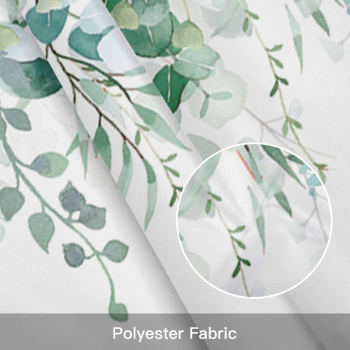 Sage Green Eucalyptus Leaves Kitchen Window Valance Curtain, Green Leaf Rod Pocket Light Filtering Window Topper, 54 x 18 Inch, 1 Panel