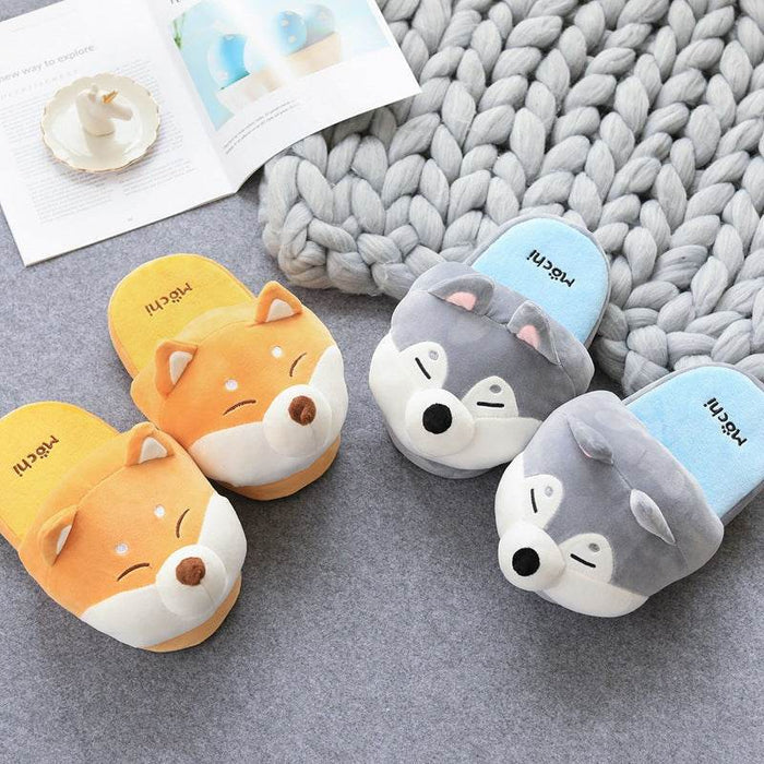 Shiba And Husky Plush Slippers - Goodlifebean Stuffed Animals