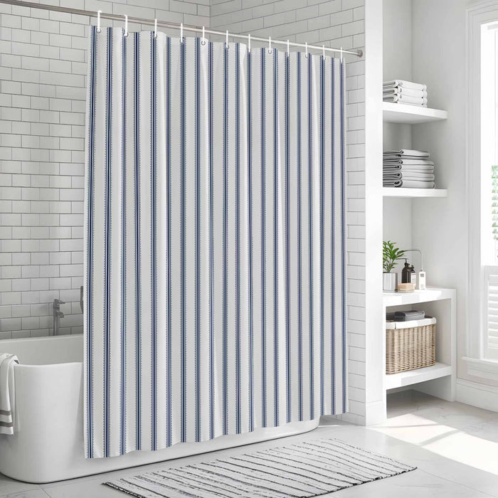 Shower Curtain for Bathroom Blue Stripe Decorative Shower Curtains Set with 12 Hooks Vertical Striped Bath Curtain Waterproof Fabric 72x72 inch