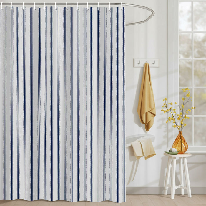 Shower Curtain for Bathroom Blue Stripe Decorative Shower Curtains Set with 12 Hooks Vertical Striped Bath Curtain Waterproof Fabric 72x72 inch