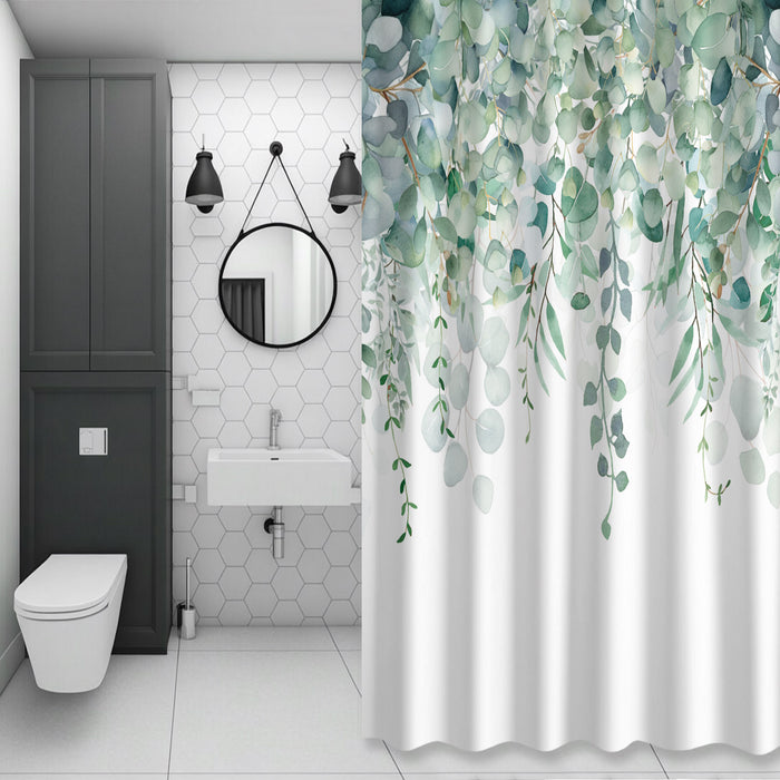 Shower Curtain for Bathroom Sage Green Eucalyptus Leaves Decorative Shower Curtains Set with 12 Hooks Green Leaf Bath Curtain Waterproof Fabric 72x72 inch