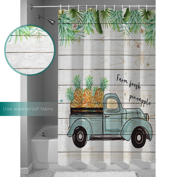 Pastoral tropical plants Pineapple fruit DURABLE SHOWER CURTAIN - LeobonZone