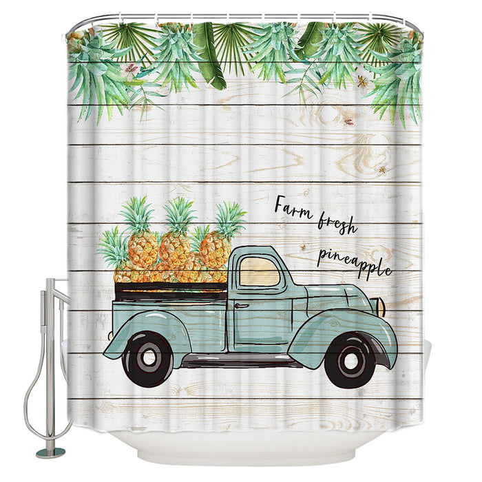Pastoral tropical plants Pineapple fruit DURABLE SHOWER CURTAIN - LeobonZone