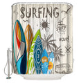Summer surfing board Retro DURABLE SHOWER CURTAIN - LeobonZone