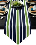 Simple Blue Green Stripe Table Runner Place Mats - LeobonZone