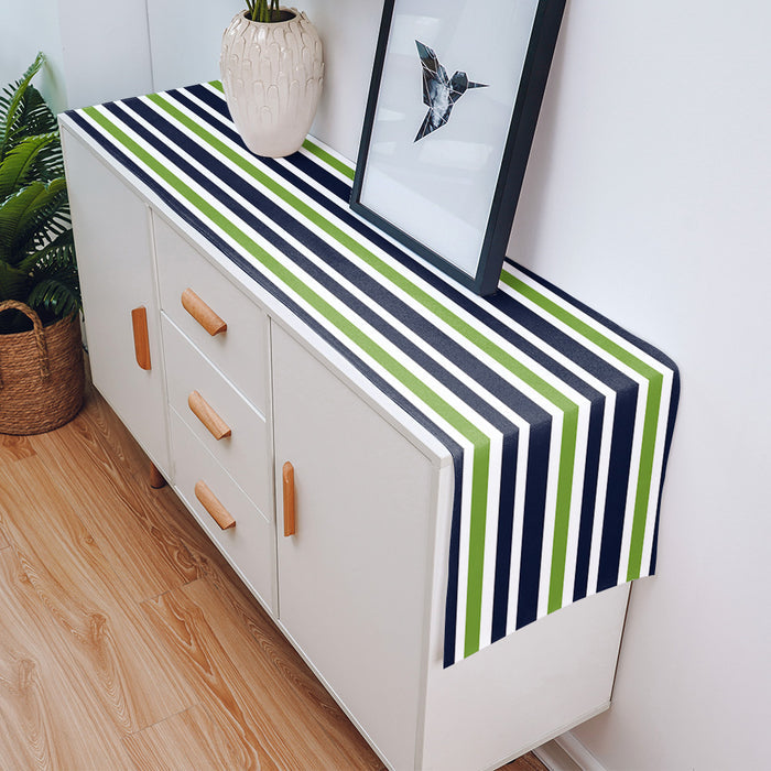 Simple Blue Green Stripe Table Runner Place Mats - LeobonZone