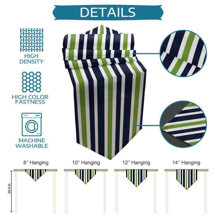 Simple Blue Green Stripe Table Runner Place Mats - LeobonZone