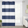 Simple Stripe Navy Blackout Window Curtains - LeobonZone