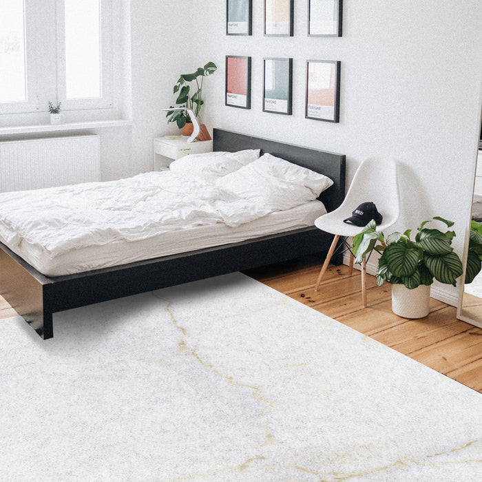 Simplicity Gray Marble texture Right Angle Felt Rugs - LeobonZone