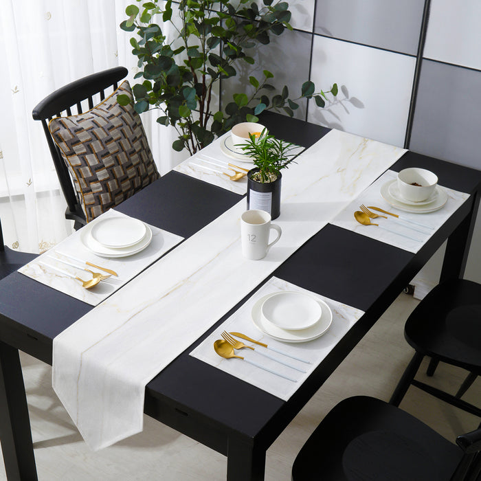 Simplicity Gray Marble texture Table Flag And Table Mat Suit Sharp angle - LeobonZone