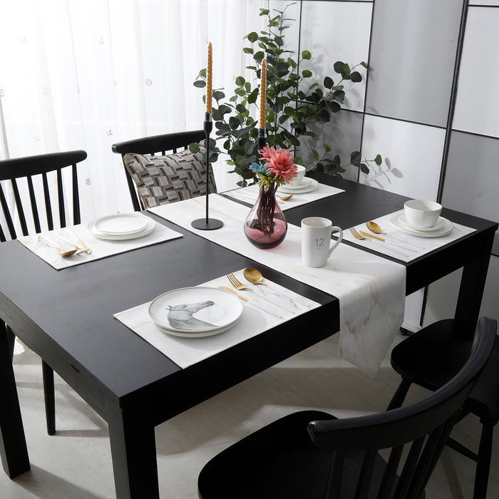 Simplicity Gray Marble texture Table Flag And Table Mat Suit Sharp angle - LeobonZone