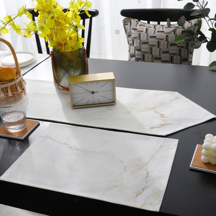 Simplicity Gray Marble texture Table Flag And Table Mat Suit Sharp angle - LeobonZone