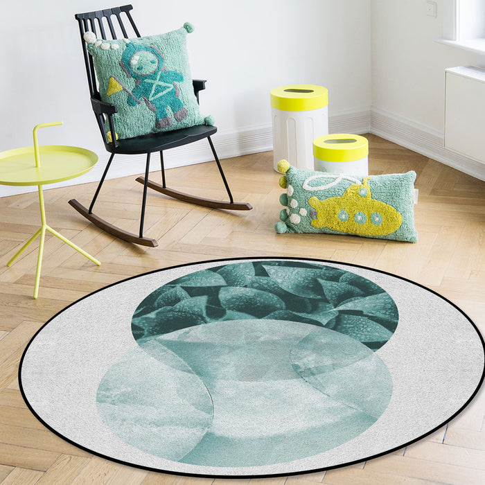 Simplicity Marbling texture of tropical plants Circular Felt Rugs - LeobonZone