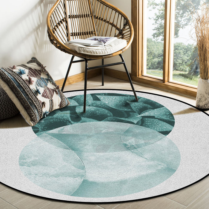 Simplicity Marbling texture of tropical plants Circular Felt Rugs - LeobonZone