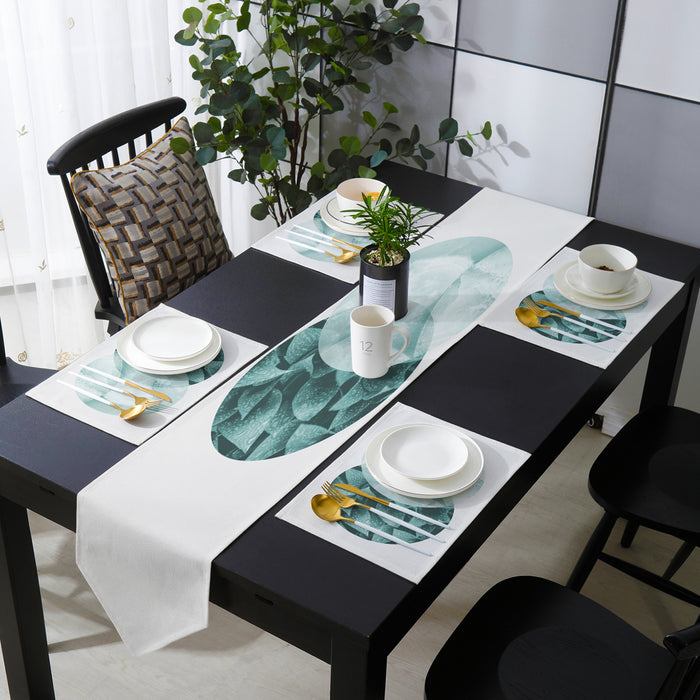 Simplicity Marbling texture of tropical plants Table Flag And Table Mat Suit Sharp angle - LeobonZone
