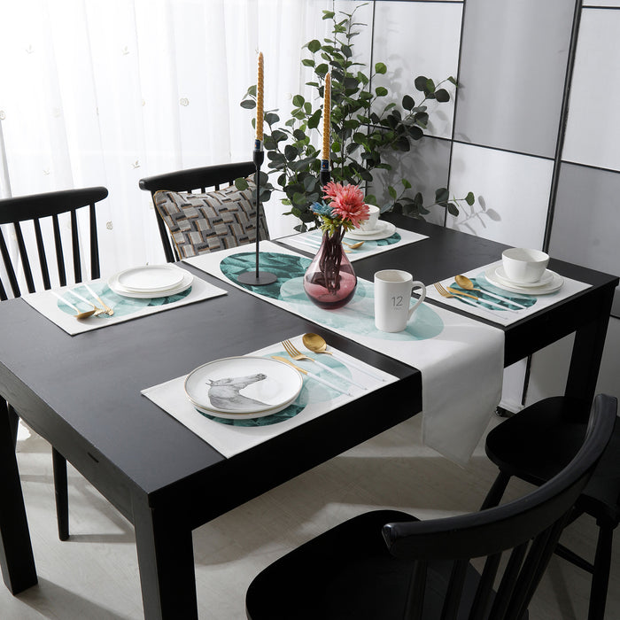 Simplicity Marbling texture of tropical plants Table Flag And Table Mat Suit Sharp angle - LeobonZone