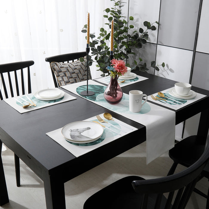Simplicity Marbling texture of tropical plants Table Flag And Table Mat Suit - LeobonZone