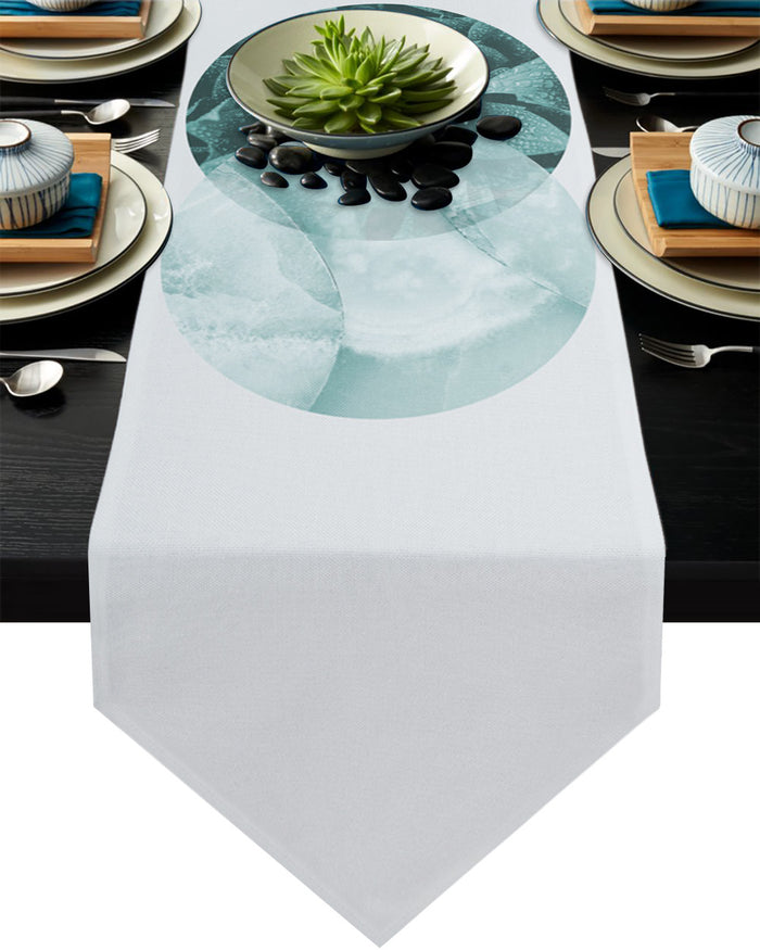 Simplicity Marbling texture of tropical plants Table Runner Place Mats Sharp Angle - LeobonZone