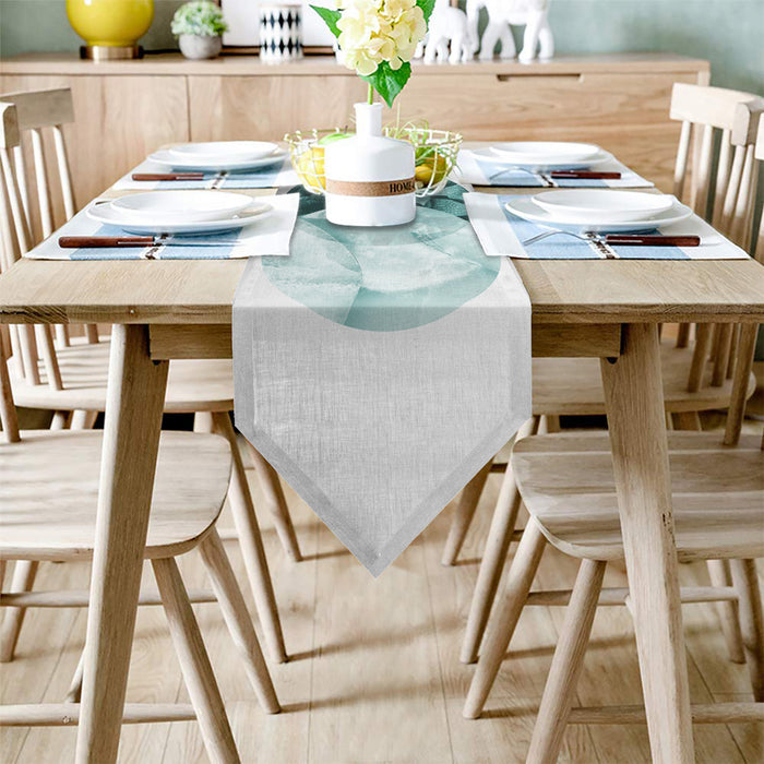 Simplicity Marbling texture of tropical plants Table Runner Place Mats Sharp Angle - LeobonZone