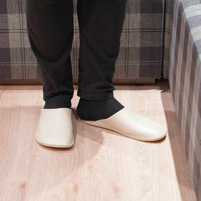 [SLIPPERS] GENUINE LEATHER (LVORY) | LEATHER PROCESSING