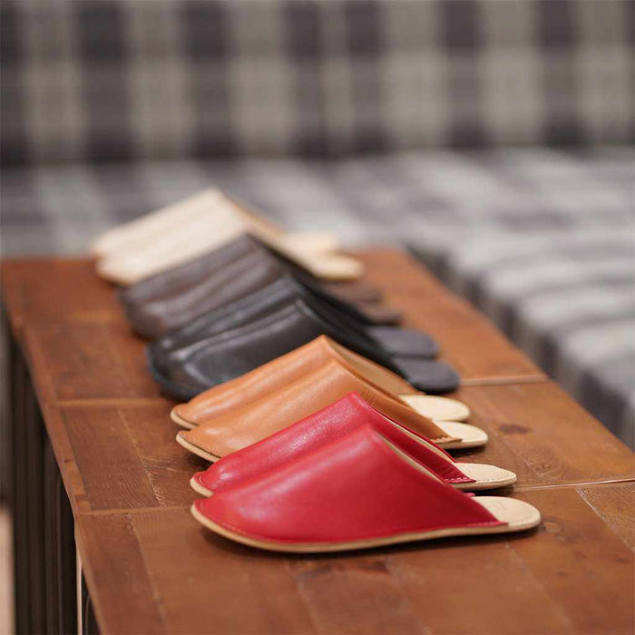 [SLIPPERS] GENUINE LEATHER (RED) 23~24cm | LEATHER PROCESSING